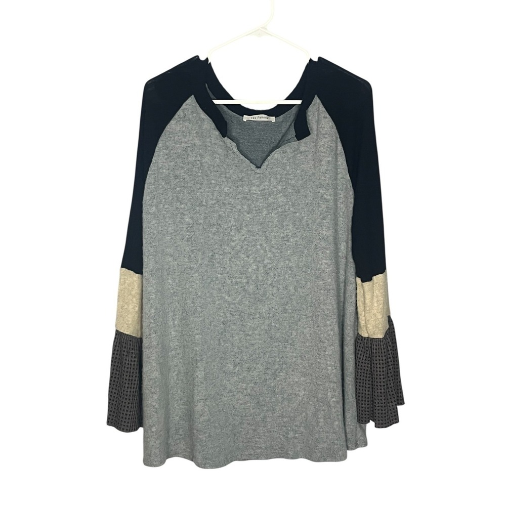 Ces Femme Women's Long Sleeve Super Soft Top Large Boho USA Made